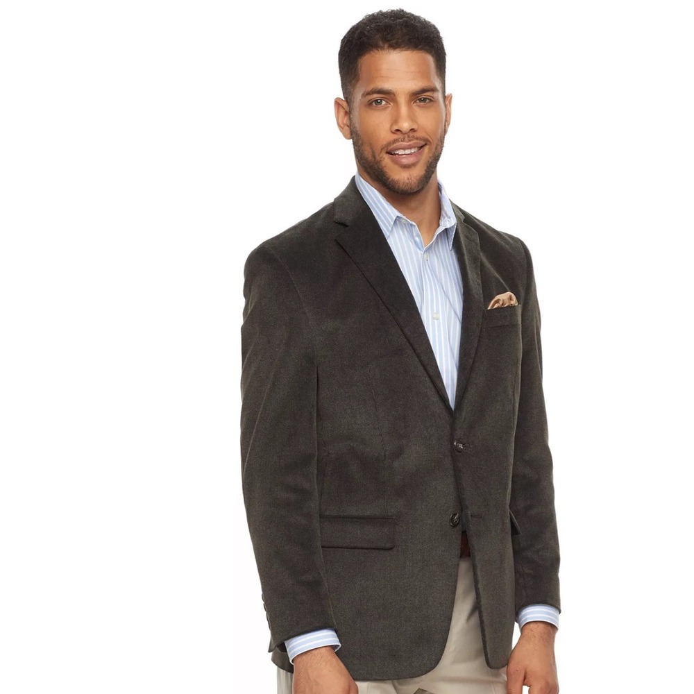 Chaps men's corduroy sport coat blazer Charcoal Gray size 42 Classic